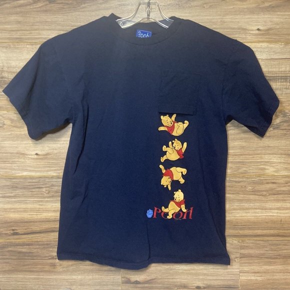 Disney Other - Vintage Disney Winnie The Pooh T Shirt Reverse Pocket Navy Blue